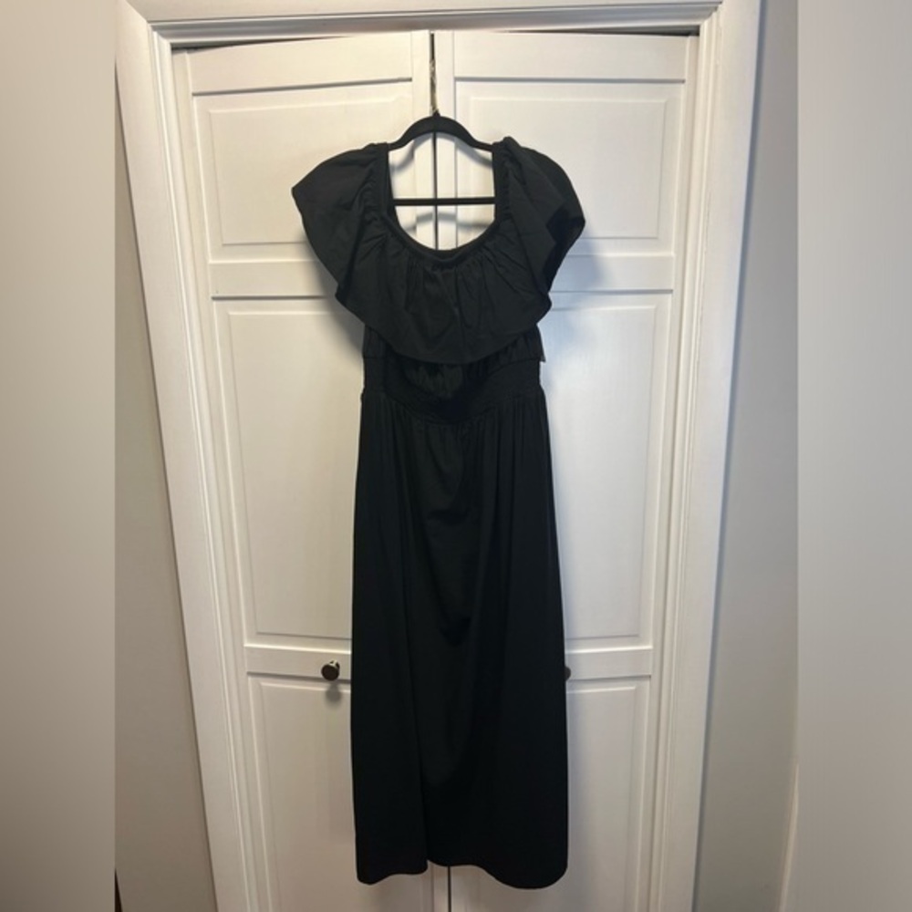Old Navy Black Ruffle Off Shoulder Maxi Dress